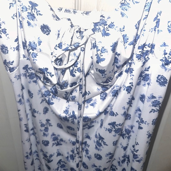 Blue and White Floral Maxi Dress - Picture 4 of 4